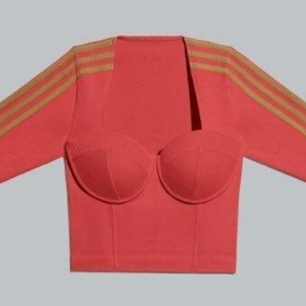 adidas x IVY PARK NWT  Circular Knit Crop Top Coral - Picture 2 of 6